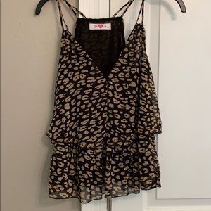 Buddy love ruffle cheetah top